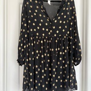 H&M Black Dress with Gold Accents